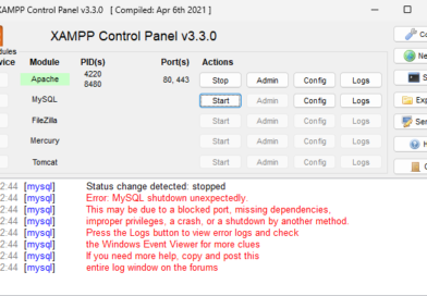 Error: MySQL shutdown unexpectedly